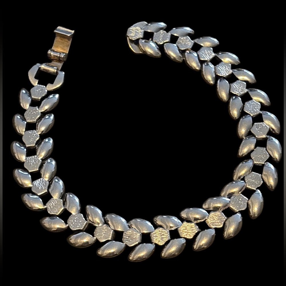Vintage Silver Link Bracelet 18K GP stamped
